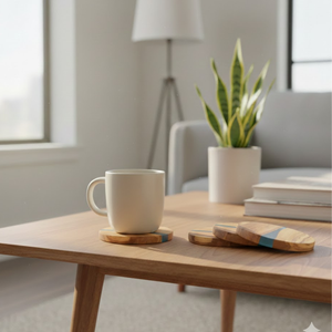 Posavasos de Madera con Patrón de Rayo Natural Hechos a Mano |   Accesorios de Mesa Modernos, Ecológicos y No Tóxicos a Precio de Mayoreo - Product Image 6