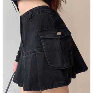 กระโปรงยีนส์คาร์โก้ทรงมินิเอวกลางสไตล์กรันจ์สำหรับผู้หญิง ไซส์ 5XL พร้อมเข็มขัด สตรีทแวร์ สไตล์เกาหลี แฟชั่น Y2K วินเทจ สำหรับฤดูใบไม้ร่วงและฤดูหนาว - Product Image 6