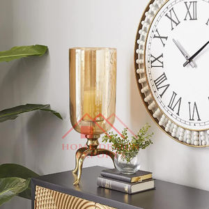 Bougie en verre et en métal de dernière conception de vente chaude-ouragan et votive pour la décoration à la maison - Product Image 2