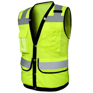 Chaleco reflectante de seguridad amarillo fluorescente de alta visibilidad ANSI Clase 1 logotipo personalizado impermeable para Trabajadores viales - Product Image 5