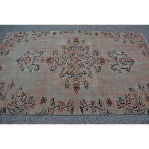 Alfombra turca Vintage de 4,4X7,3 pies, diseño de retazos verde y marrón, Material de algas marinas, área grande, pasillo rectangular para decoración de habitación - Product Image 3