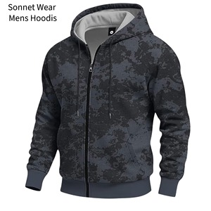 เสื้อสเวตเชิ้ตมีฮู้ดซิปแขนยาวลายพรางสำหรับผู้ชาย - Product Image 2