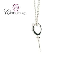 TRENDY 18K AU750 SOILD WHITE GOLD COLGANTE DE PERLA DE DIAMANTE NATURAL REAL - Product Image 2