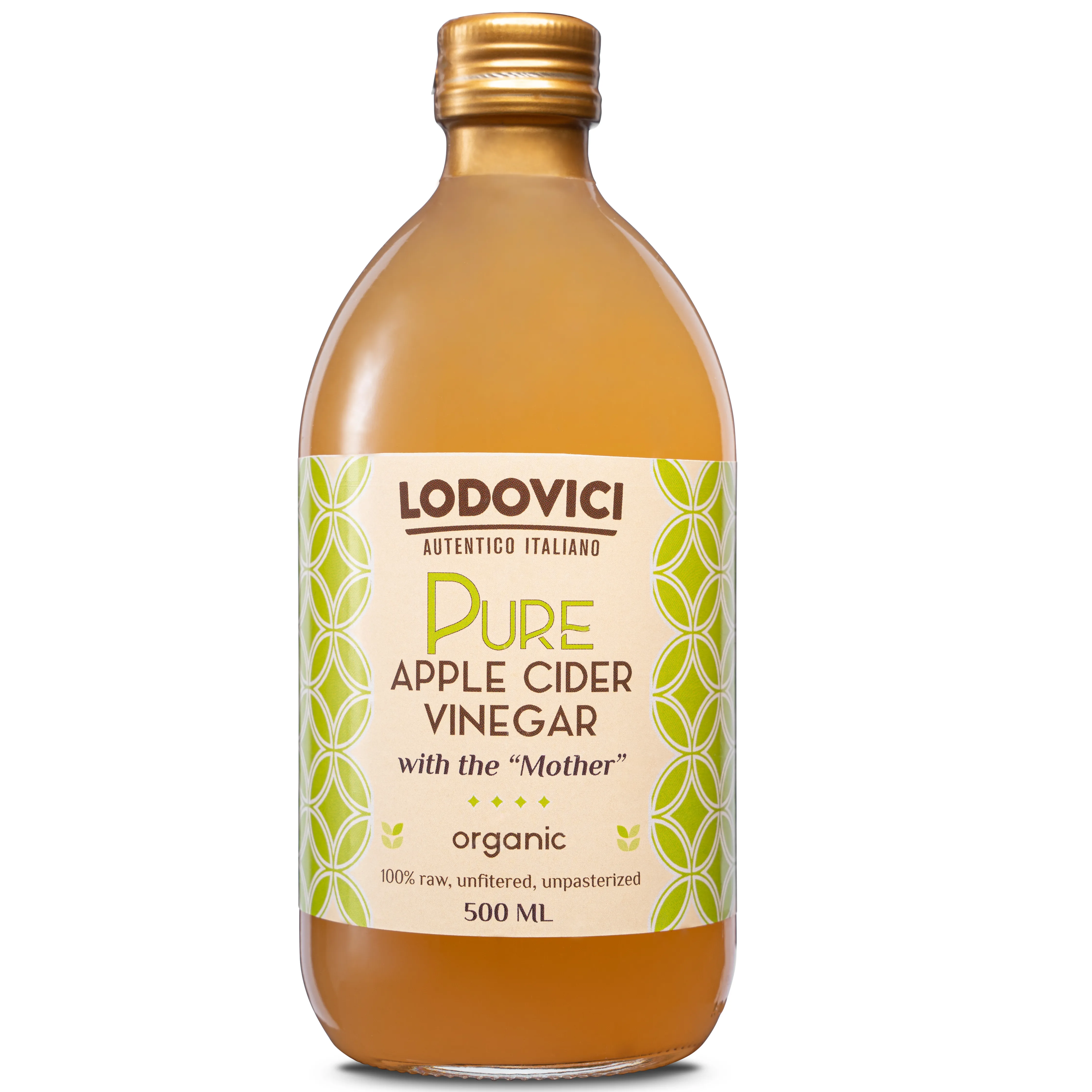 Lodovici Italian Organic Apple Cider Vinegar - With Mother  Raw Unfiltered Made in Italy - Bottle Halal - BRC IFS Organic NOP