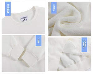 Heavy 500g sudadera informal gruesa al por mayor OEM pulóver liso felpa en blanco Jogger blanco cuello redondo algodón personalizado LOGO sudaderas con capucha - Product Image 3