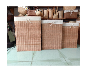 Panier de rangement pour linge en paille jacinthe d'eau écologique de haute qualité avec poignée - Product Image 1