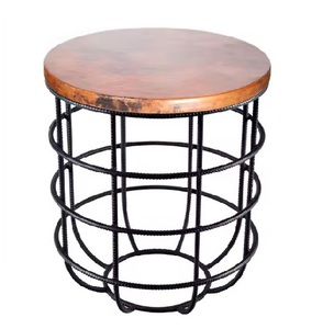 Mesa de centro redonda de hierro con marco de metal duradero y superficie lisa, perfecta para decoración de cafeterías, casas y salones - Product Image 1