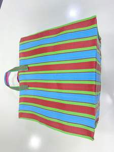 Sacs à provisions rayés écologiques tissés en nylon PP recyclés durables fabriqués en plastique polypropylène - Product Image 2