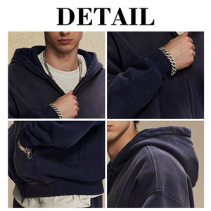 Sweatshirts à capuche pour hommes, logo personnalisé, poids lourd, 100% coton, molleton lavé, hiver, séchage rapide, design hip-hop - Product Image 6