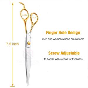 กรรไกรตัดขนสัตว์เลี้ยงมือขวาเคลือบทองครึ่งหนึ่ง ผลิตจากสแตนเลสคุณภาพสูง คมกริบ ระดับมืออาชีพ สำหรับตัดแต่งขนสัตว์อย่างแม่นยำ - Product Image 5