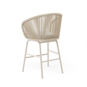 Chaise de bar en cadre en aluminium avec siège et dossier en corde tissée et comprend un coussin pour une utilisation intérieure et extérieure - Product Image 4