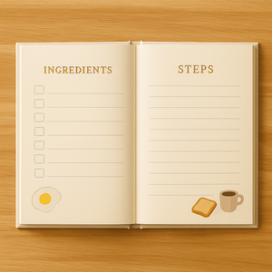 LABON Journal <span class=keywords><strong>de</strong></span> recettes du petit déjeuner Cahier <span class=keywords><strong>de</strong></span> recettes en feuille d'or à couverture rigide avec des œufs grillés Banane Café et lait - Product Image 3