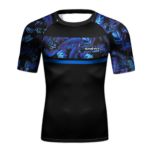 Ensemble de vêtements de sport pour adultes avec logo personnalisé, t-shirts à manches courtes et leggings, vente chaude, vêtements de compression pour hommes, rash guard de fitness - Product Image 5