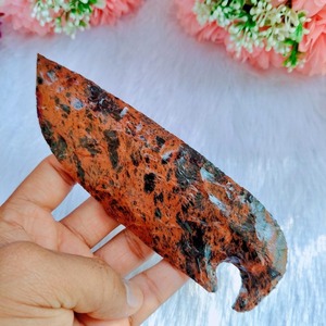 Cuchillo de Fantasía Hecho a Mano de Obsidiana Caoba, con Muescas, Regalo Wicca, Elimina la Negatividad, Figura Tallada a Mano - Product Image 3