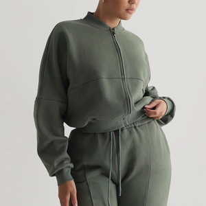 เสื้อมีฮู้ดผ้าฟลีซผ้าฝ้ายซิปรูดเปิดไหล่ขนาดใหญ่พิเศษระบายอากาศได้ดีดีไซน์เนอร์งานปักตามสั่ง - Product Image 2