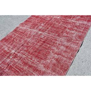 Modern Turkish Rug 5.8 X 13.5 ft <b>Red</b> Patchwork Design Wool <b>Material</b> with Latex Backing - Product Image 5