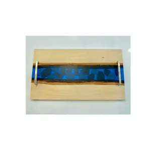 Bandejas de servicio de madera y resina con diseño de piedra, bandeja de servicio de alimentos de alta calidad para restaurantes y hoteles - Product Image 1