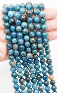 Natural Teal Blue Color Wholesale Apatite 8mm Round Healing <b>Beads</b> Premium <b>Crystal</b> for Jewelry Meditation - Product Image 2