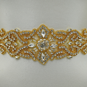 Bridella BS26-g <b>Gold</b> Pearl Beaded Bridal Belt Handmade Rhinestone Wedding Sash Adjustable Lightweight <b>Bridesmaid</b> <b>Dress</b> Elegant - Product Image 5