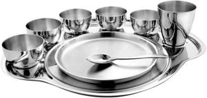 Vente à l'exportation Ensemble thali durable de 9 pièces Ensemble de table indien complet pour servir du riz chapati au curry et des desserts pour l'exportation - Product Image 2