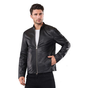 Chaqueta de Cuero Casual para Hombre, Color Sólido, Estilo Urbano, Cuello Alto de Lona, Transpirable, Ecológica y Cómoda - Product Image 5