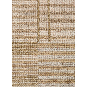 Tapis en laine noué à la main Blythe beige et marron, motif géométrique, tapis de salon pour entrée et couloir, design puzzle pour adolescents - AKWJ-1018 - Product Image 3