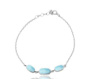 Larimar lisse fait à la main pierre précieuse 4X8mm marquise forme lunette ensemble en argent Sterling léger larimar Bracelet pour la nouvelle tendance - Product Image 2