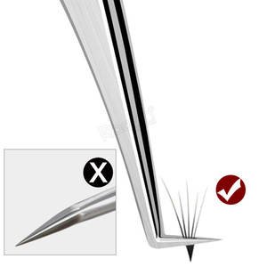 Venta al por mayor color plata Pinzas de extensión de pestañas de acero inoxidable Pinzas de volumen de punta de fibra - Product Image 5