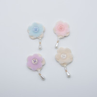 Appliques en tissu lapin fleuri en gros avec bouton et perle tombante, embellissements sans colle pour pinces à cheveux, vêtements, sacs, artisanat DIY