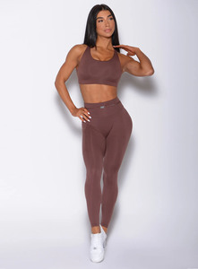 Custom Wholesale Chocolate Barbell <b>Legging</b> With Right Side Pocket Elastic Waist Athletic Active Wear Gym Yoga <b>Leggings</b> For Women - Product Image 5