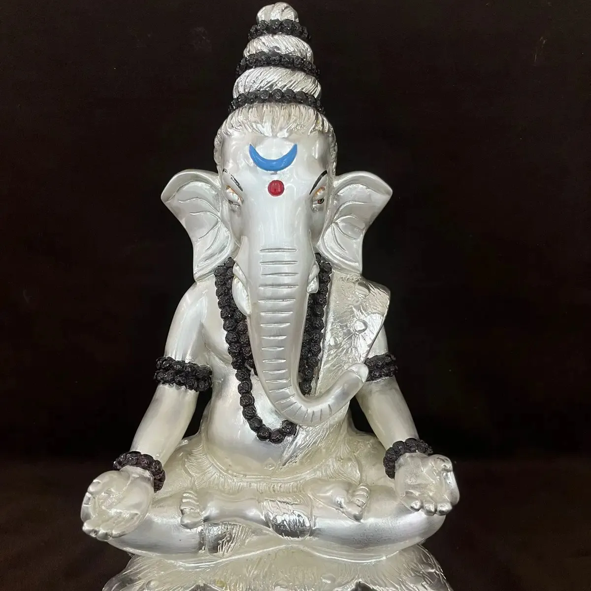 Argent pur prix usine indien dieu hindou seigneur Ganesh Statue pour Pooja maison seigneur Ganesh Sculpture Statue à la main