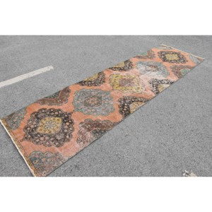Alfombra clásica de retazos naranja y azul, 3,3x11,5 pies, lana turca, viscosa, látex, respaldo, sala de estar alfombra para, patrón Rectangular para pasillo - Product Image 3