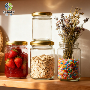 500 мл 600 мл широкополая круглая стеклянная банка для хранения продуктов, используемая для хранения кимчи, джема, масла, меда стеклянная банка с герметичной металлической крышкой - Product Image 4