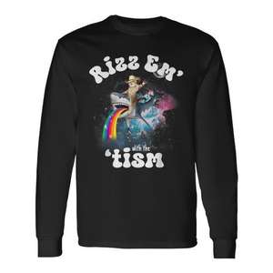 Rizz Em With The Tism <b>Meme</b> Y2k Cat Autism Awareness Long Sleeve <b>T</b>-<b>Shirt</b> - Product Image 1