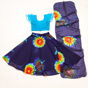 Ensemble Lehenga Choli pour enfants Shoryam Fashion, bleu, imprimé floral vibrant, vêtements ethniques, tenue traditionnelle indienne pour filles, pour mariage et fêtes - Product Image 1