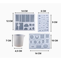 Kit de moldes de silicona SC ECOMMERCE para joyería DIY, resina epoxi, pendientes, colgantes, llaveros, taladro/cuentas D4-C7AE-48WN