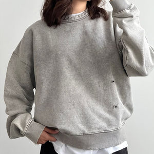 Sudadera de cuello redondo personalizada para mujer, sudadera lavada de cuello redondo de primera calidad, sudadera elegante lisa - Product Image 1