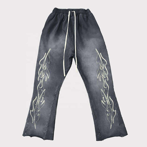Pantalones de Hombre a Precio Económico 2025, Corte Casual a Media Cintura, Transpirables, con Dobladillo de Felpa, Deslavado Ácido, Cintura Elástica - Product Image 2