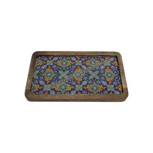 Bandeja DE SERVICIO DE MADERA rectangular decorativa moderna Bandeja de madera impresa para té, café y fruta - Product Image 4