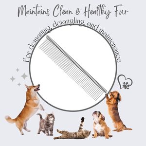 Peigne de toilettage professionnel en acier inoxydable pour animaux de compagnie de taille moyenne, style simple, outil de toilettage pour chats pour enlever les nœuds et les enchevêtrements, toilettage pour chiens - Product Image 4