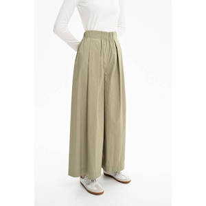 Khaki <b>Plus</b> <b>Size</b> High Waist Wide Leg Canvas <b>Parachute</b> Skirt Trousers - Product Image 4