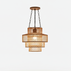 Lampe suspendue en bambou artisanale moderne ECONA - Légère et durable, éclairage intérieur pour salon - Product Image 1