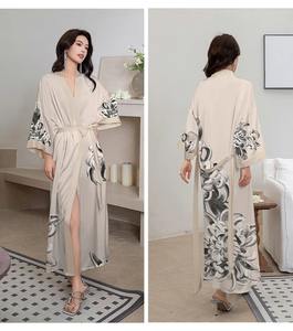 Breathable Wholesale Custom Logo <b>Women's</b> Classic 100% Silk Kimono Robe Bathrobe Silk Pajamas <b>Sexy</b> <b>Women's</b> Sleepwear - Product Image 6
