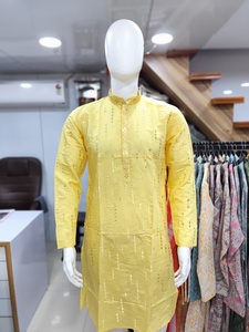 Nouveau Festival lourd tissu de soie romaine avec broderie miroir travail hommes Kurta avec pyjama Collection pour adultes - Product Image 2