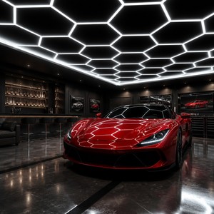 Lámpara LED Hexagonal de 300W para Garaje, Iluminación sin Sombras, Alto CRI Ra>90, Modular, para Techo de Taller - Product Image 2