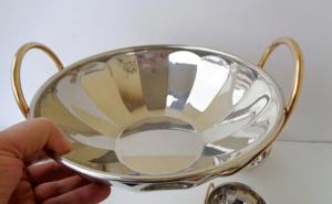 Elegante Juego de Tazones para Servir con Acabado Plateado, Base Dorada y Mini Tazones, Perfecto para Servir Aperitivos y Salsas en Eventos y Recepciones, de la India - Product Image 3