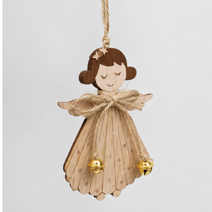 Ornement de Noël en bois en forme d'ange, découpé au laser, fait main, style rustique, taille moyenne, écologique - Product Image 1