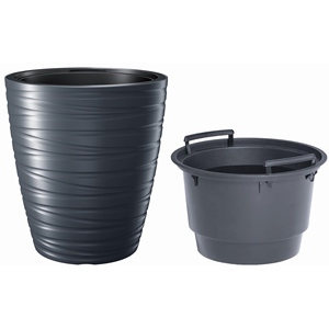 Fioriera in plastica Maze 68L con serbatoio, colore antracite, 47,5 (lunghezza) x 47,5 (larghezza) x 52,3 (altezza) cm - Product Image 2