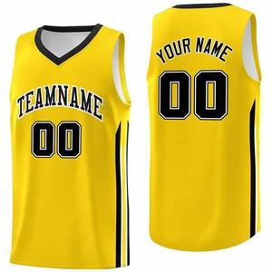 Más tamaño negro amarillo Reversible sublimado a rayas niño y joven Reversible baloncesto Jersey uniforme conjunto para adultos camiseta - Product Image 1