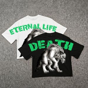 Camisetas holgadas de gran tamaño con estampado para hombre, camisetas de Terry francés de buena calidad, camiseta de lavado Vintage personalizada para hombres y mujeres - Product Image 3